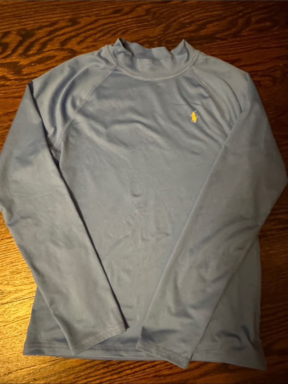 Polo by Ralph Lauren Light Blue Long-Sleeve Mock Neck Top with Yellow Pony